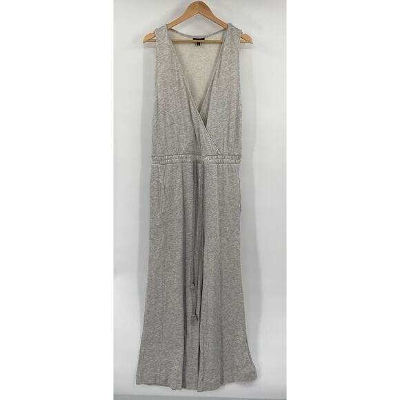 Carbon38 French Terry Jumpsuit Drawstring Cinched Waist Wide Leg Gray Womens XL - Picture 2 of 8